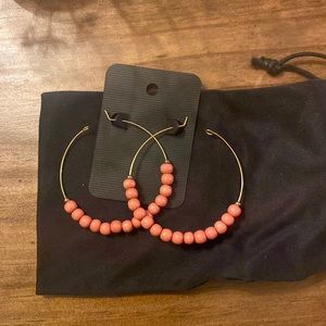 Hoop beading gold earrings